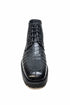 Los Altos Black All-Over Crocodile Belly Lace Up Ankle Boots