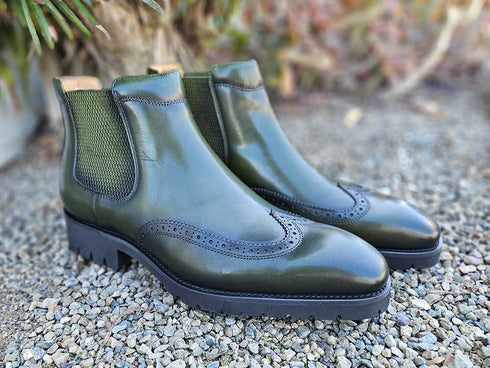 Lug Sole Chelsea Boot with Wingtip Toe Carrucci