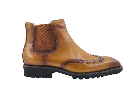 Lug Sole Chelsea Boot with Wingtip Toe Carrucci