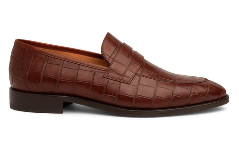 Piccolo Alligator Penny Loafer Blue By Mezlan Made In Spain Brand