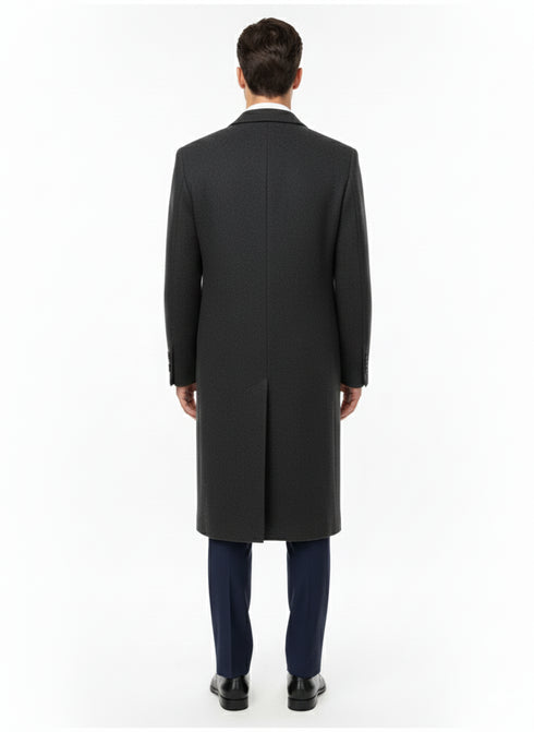 Mens Full Length Wool and Cashmere Overcoat - Winter Topcoats - Black Coat