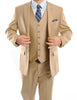 Light Beige 3 Piece Modern Fit Suit 2 Button V-Neck Vest