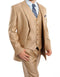 Wheat 3 Piece Modern Fit Suit 2 Button V-Neck Vest