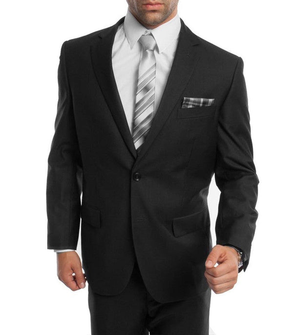 Bacchus Collection - Modern Fit Suit 2 Button 2 Piece in Black