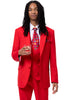 Mens Vested Peak Lapel Prom & Wedding Suit with Double Breasted Vest in Red
