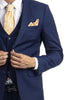 3 piece Indigo Blue Slim Fit Men's Suit with Vest Set
