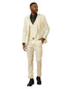 Men's Slim Fit Solid Ivory 3 Piece Suit