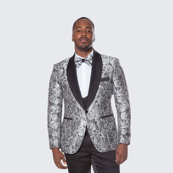 Silver Gray Tuxedo - Grey Prom  Slim Fit Suit