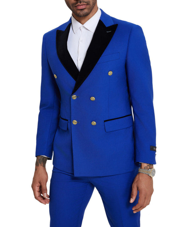 Royal Blue 2 Piece Slim Fit Double Breasted Tuxedo