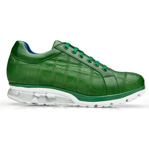 Belvedere Magnus Emerald Green Genuine Ostrich Leg Casual Sneakers