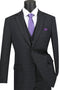 Mens Classic Fit Banker Plaid Vested Suit in Black