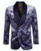 Empire Collection - Slim Fit Royal Blue Floral Pattern Double Breasted Blazer