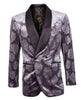 Empire Collection - Slim Fit Charcoal Floral Pattern Double Breasted Blazer