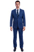 Men's Two Button Modern Fit Linen Look Summer Suit in Medium Blue