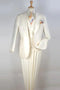 Mens White Wide Peak Lapel Vested Suit in Super 150's Merino Wool