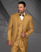 Mens 2 Button Classic Fit Pleated Pant Suit with Double Breasted Vest in Camel