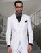 Mens 2 Button Classic Fit Pleated Pant Suit with Double Breasted Vest in White