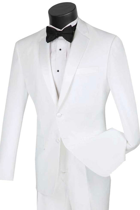 Mens Slim Fit Poplin Tuxedo in White