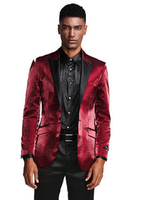 Burgundy Formal Slim Fit Satin Peak Lapel Jacket Paul Malone Suits - Paul Malone.com