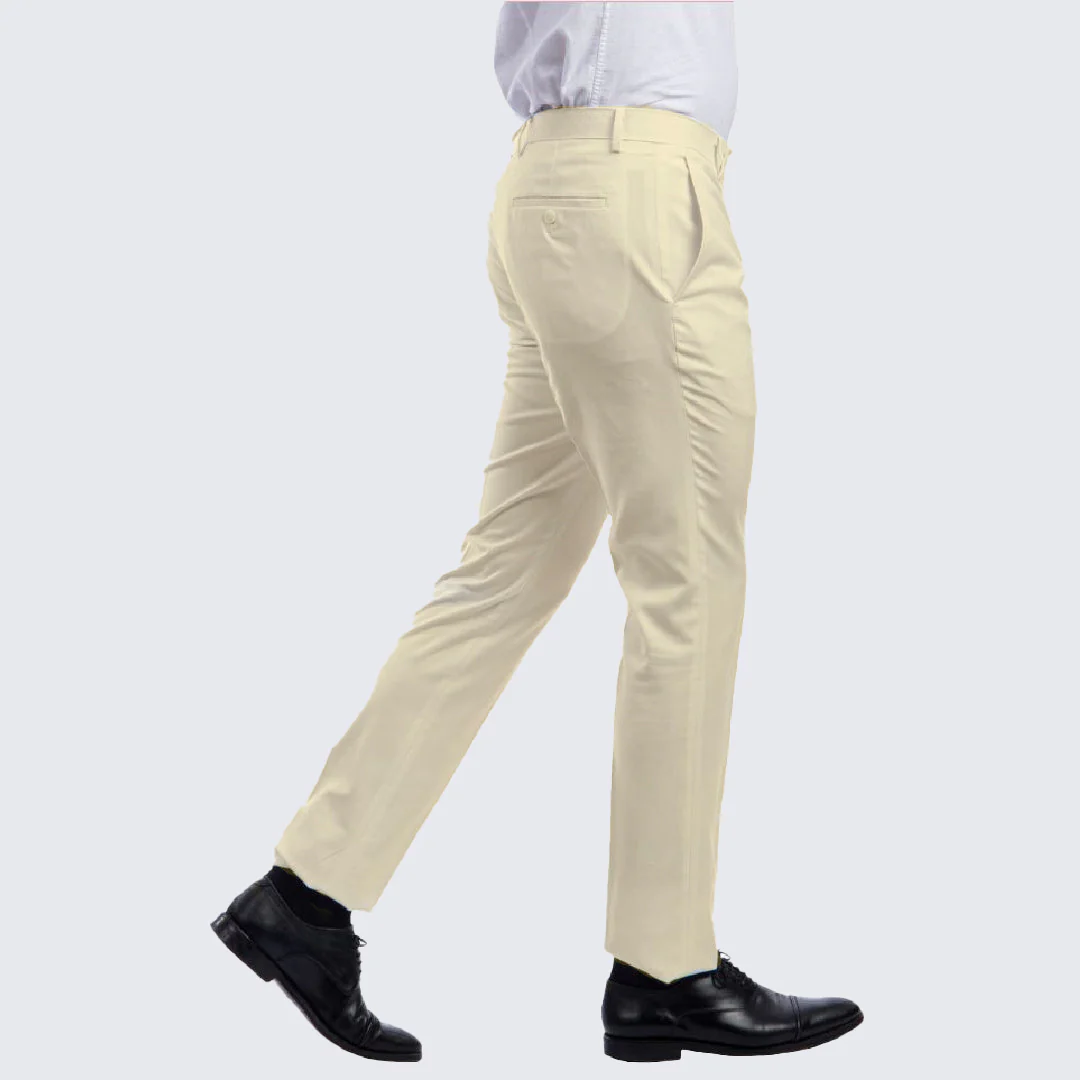 Mens Ivory Slim Tailored Dress Pants – Stylish Skinny Fit Trousers – OvercoatUSA