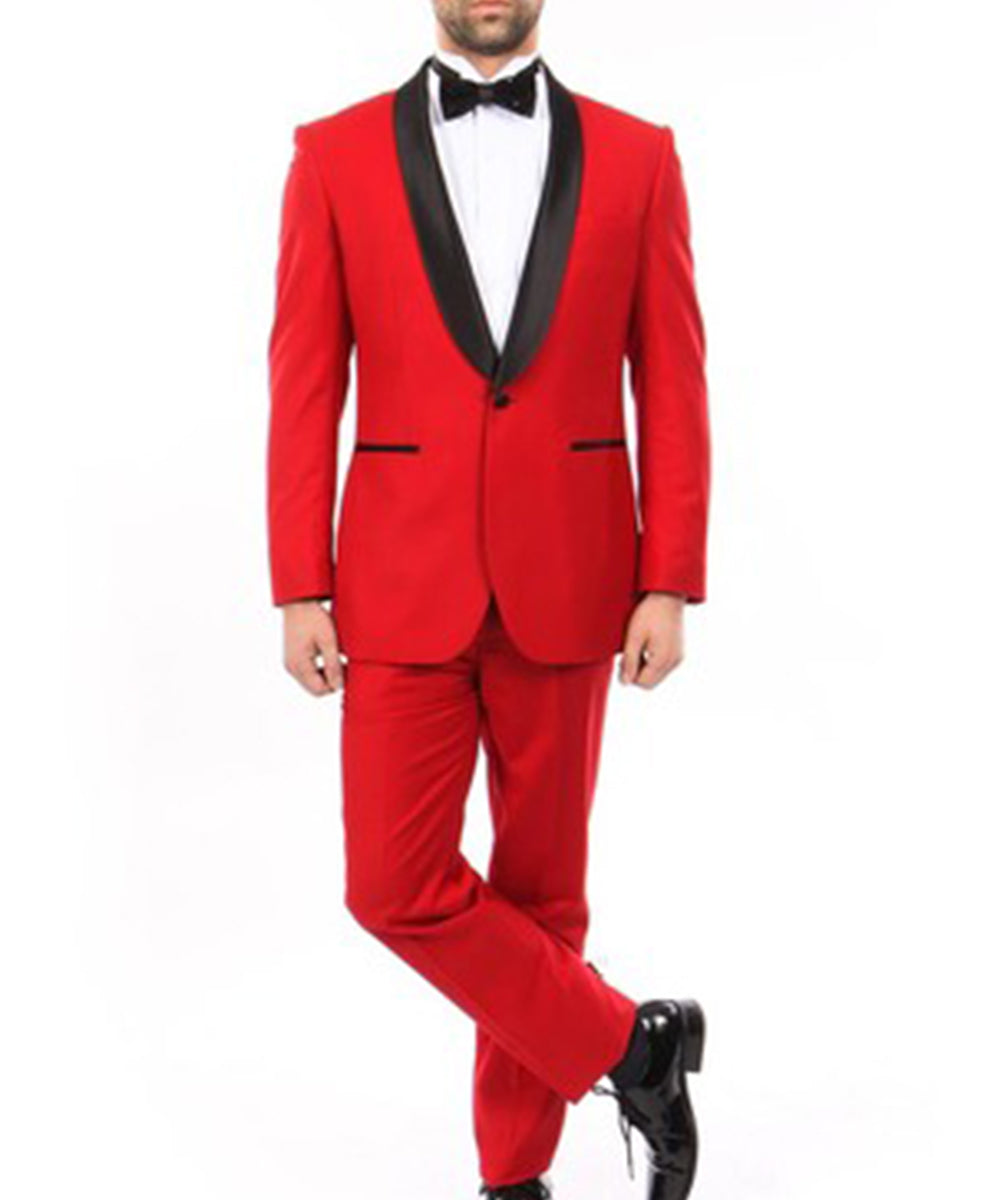 Fashionable Slim Red and Black Men's Tuxedo – OvercoatUSA