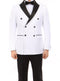 Double Breasted Slim Fit Tuxedo White with Black Satin Peak Lapel