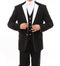 Black Modern Fit Tuxedo 3 Piece with White Lapel 6 Button Vest