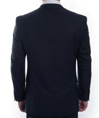 Modern Fit 3 Piece Fine Wool Suit Windowpane Navy