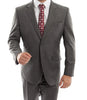 Arezzo Collection - 100% Wool Suit Modern Fit Italian Style 2 Piece in Dark Gray