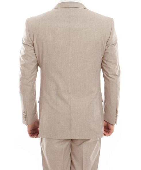 Arezzo Collection - 100% Wool Suit Modern Fit Italian Style 2 Piece in Tan