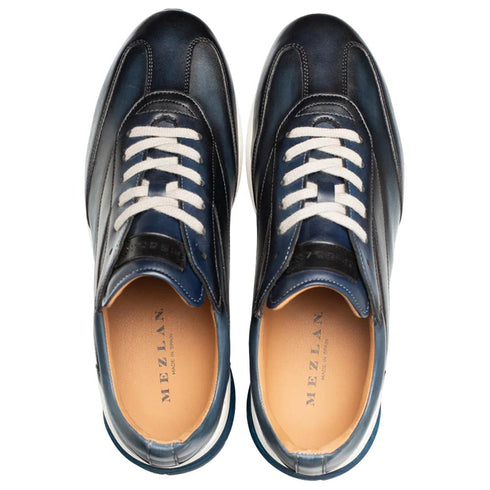 Men's Magico Navy/Med Blue Two-Toned Sneakers By Mezlan Made In Spain Brand