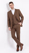 Men’s Brown Sharkskin 3-Piece Suit – Regular Fit Single-Breasted Wedding, Business and Formal Suit