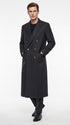 Men’s Charcoal Grey Double Breasted Full Length Overcoat, Formal Winter Dress Coat