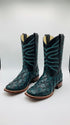 Men’s Rustic Turquoise Pirarucu Exotic Leather Cowboy Boots – Western Square Toe Fish Boots