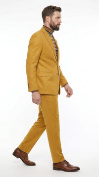 Men’s Travis Kelce Inspired Yellow Suit, Mustard Gold 2 Piece Fashion Suit for Parties and Events
