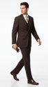 Men’s Brown Tone on Tone Pinstripe Suit, Classic Fit Formal Wedding Business Suit