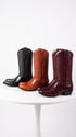 Los Altos Men’s Genuine Eel Skin Cowboy Boots LAB-6508, Round Toe Western Boots in Black, Cognac and Burgundy