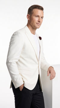 Men’s 007 James Bond White Tuxedo Jacket, Classic Ivory Formal Dinner Jacket for Weddings, Prom and Costume Parties