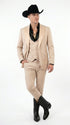 Mens Light Beige Western 3-Piece Suit – Cowboy Tuxedo with Shawl Lapel