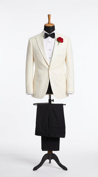 Men’s James Bond Inspired Ivory White Tuxedo Suit, Classic 007 Formal Dinner Jacket for Weddings, Prom and Costume Parties