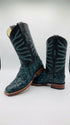 Men’s Rustic Turquoise Pirarucu Exotic Leather Cowboy Boots – Western Square Toe Fish Boots