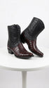 Men’s Black Cherry Caiman Tail Crocodile Boots, European Toe Exotic Western Dress Boots LAB-76B0118