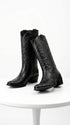 Los Altos Men’s Black Elephant Print Cowboy Boots, Oval Toe Exotic Western Dress Boots