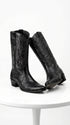Los Altos Men’s Black Elephant Print Cowboy Boots, Oval Toe Exotic Western Dress Boots
