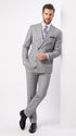 Men’s Light Grey Double Breasted Suit, Classic Fit Silver Gray Luxury Wedding Business Suit