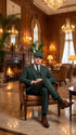 Thomas Shelby Peaky Blinders Green Pinstripe 3-Piece Wool Suit – Vintage 1920s Gangster Wedding Suit for Men