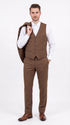 Men’s Brown Sharkskin 3-Piece Suit – Regular Fit Single-Breasted Wedding, Business and Formal Suit