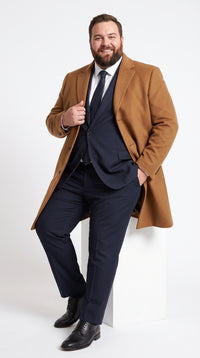 Men’s Brown Vicuna Overcoat – 3 Button Single Breasted Luxury Full Length Dress Coat