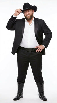 "EJ Samuel Men's Two-Button Velvet Suit in Black"