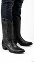 Los Altos Men’s Black Elephant Print Cowboy Boots, Oval Toe Exotic Western Dress Boots